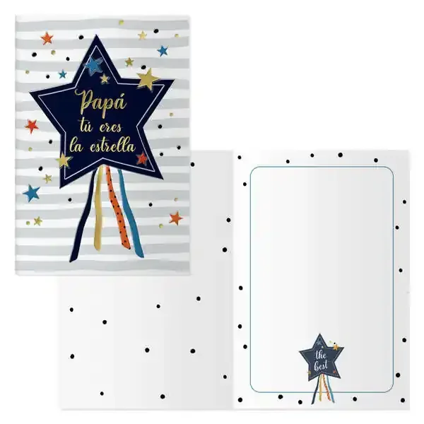 Dohe Tarjeta de Felicitacion Dia del Padre – 11.5x17cm – Impresion a Todo Color – Estampaciones con Pelicula de Color – Estampacion en Seco – Papel Offset Blanco de 300gr – Incluye Sobre de Color (6 uds)