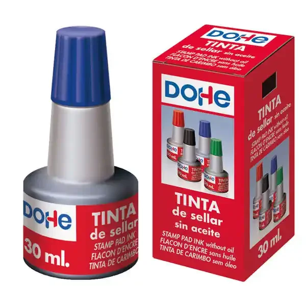 Dohe Tinta para Tampones y Sellos 30ml – Color Azul (10 uds)