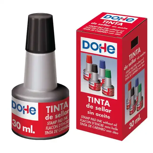 Dohe Tinta para Tampones y Sellos 30ml – Color Negro (10 uds)