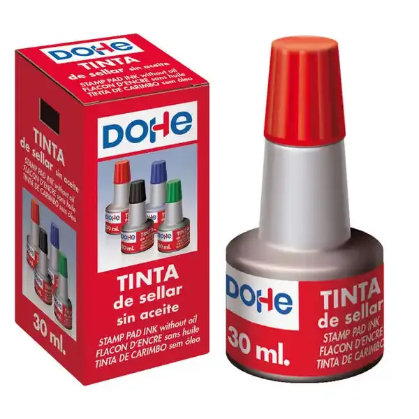 Dohe Tinta para Tampones y Sellos 30ml – Color Rojo (10 uds)