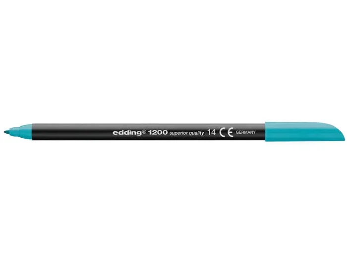 Edding 1200 Rotulador Permanente – Punta Redonda – Trazo entre 0.5 y 1 mm. – Tinta con Base de Agua – Color Azul Turquesa (5 uds)
