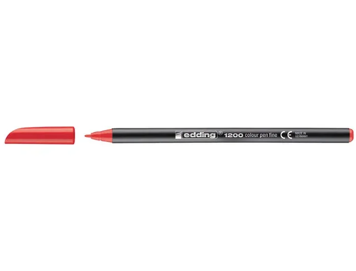 Edding 1200 Rotulador Permanente – Punta Redonda – Trazo entre 0.5 y 1 mm. – Tinta con Base de Agua – Color Rojo (10 uds)