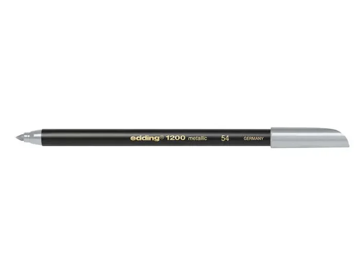 Edding 1200 Rotulador Permanente – Punta Redonda – Trazo entre 1 y 3 mm. – Tinta con Base de Agua – Color Plata (10 uds)