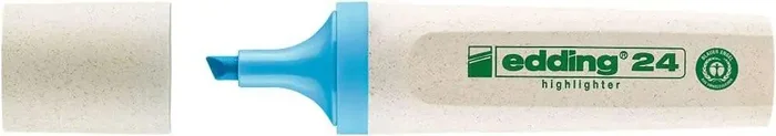 Edding 24 EcoLine Marcador Fluorescente – Punta Biselada – Trazo entre 2-5mm – 90% de Plastico Reciclado – Etiqueta Ecologica Blue Angel – Color Azul Claro (10 uds)