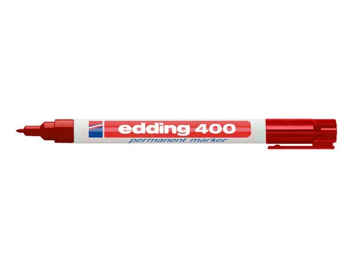 Edding 400 Rotulador Permanente – Punta Redonda – Trazo 1 mm. – Recargable – Secado Rapido – Color Rojo (10 uds)