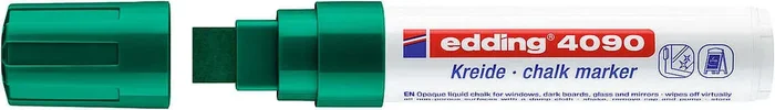 Edding 4090 Rotulador de Tiza Liquida – Punta Biselada – Trazo entre 4 y 15mm – Olor Neutro – Color Verde (5 uds)