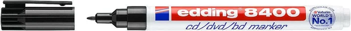 Edding 8400 Rotulador Permanente para CD, DVD y Blu-Ray – Punta Redonda – Trazo entre 0.5 y 1mm – Resistente al Agua y al Roce – Color Negro (10 uds)