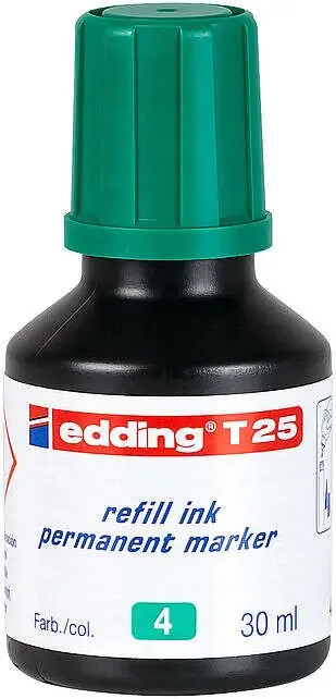 Edding T25 Bote de Recarga para Rotulador Permanente – Capacidad 30ml – Color Verde