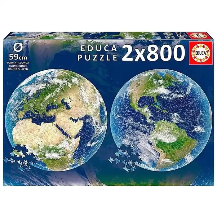 Educa – Round Planeta Tierra 2 Puzzles Redondos de 800 Piezas
