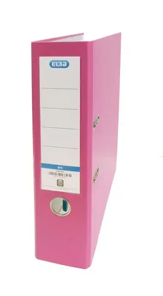 Elba Archivador Palanca Rado Top Folio – Lomo de 80mm – Forrado Exterior de Plastico – Interior de Papel – Color Rosa (10 uds)