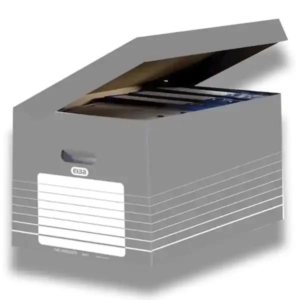 Elba Contenedores de Archivos – Montaje Automatico – Tapa Integrada – Color Gris (10 uds)