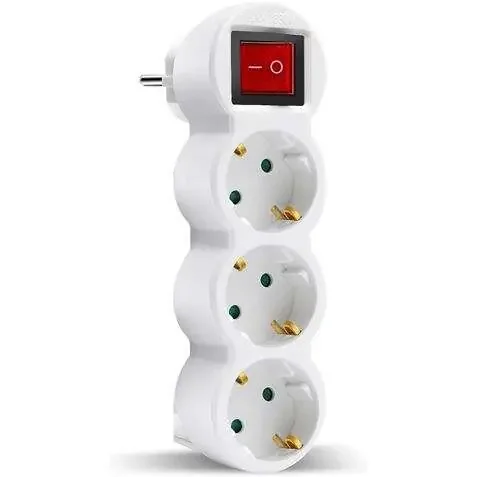 Elbat Base Multiple 3 Tomas con Interruptor – Color Blanco