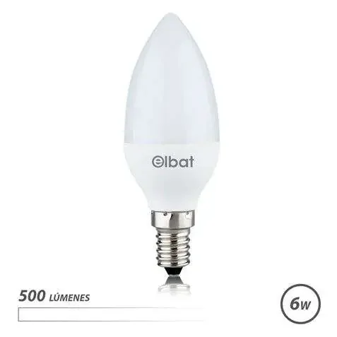 Elbat Bombilla LED – Potencia 6W – Lumenes 500 – Tipo de Luz 4000K Luz Blanca – Casquillo E14 – Angulo 180º – Dimensiones 37X100mm – 30.000 Horas de Vida – 15.000 Encendidos – Color Blanco