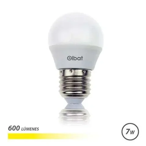 Elbat Bombilla LED – Potencia 7W – Lumenes 600 – Tipo de Luz 3000K Luz Calida – Casquillo E27 – Angulo 220º – Dimensiones 45X78mm – 30.000 Horas de Vida – 15.000 Encendidos – Color Blanco