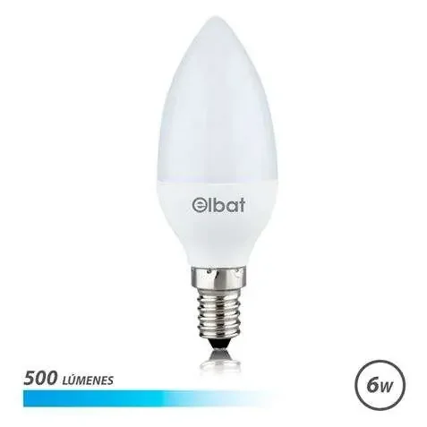 Elbat Bombilla LED C37 6W 500LM E14 Luz Fria – Ahorro de Energia – Larga Vida Util – Facil Instalacion – Color Blanco