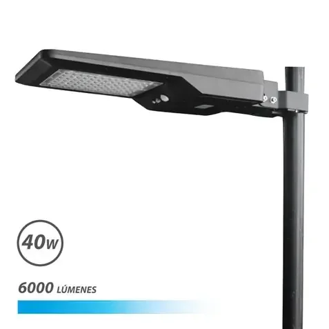 Elbat Farola LED Solar 40W Pro 6000Lm 6000K – Color Negro