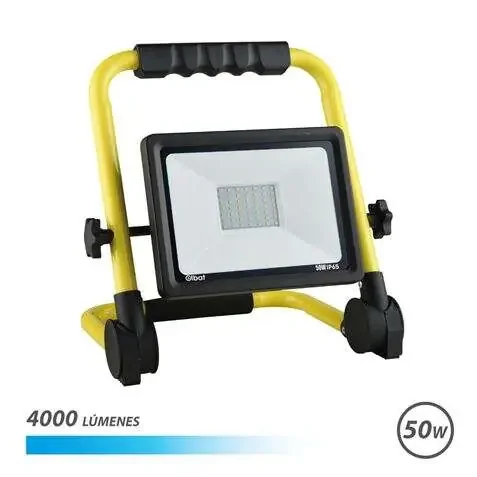 Elbat Foco Led con Soporte Plegable 50W – 4000lm – Luz Fria 6500K – Cable de 1.50m