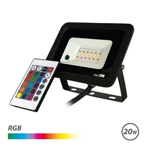 Elbat Foco Led RGB 20W – Control Remoto – IP65 – Ideal para Exterior