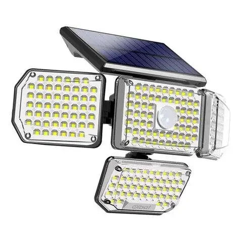 Elbat Foco Solar Cuadruple con Sensor LED 430lm – Sensor de Movimiento de 3 – 5m – Panel Solar Integrado 5.5V, 1.5W – Bateria 3.7V, 1200mAh – Angulo Iluminacion 360º