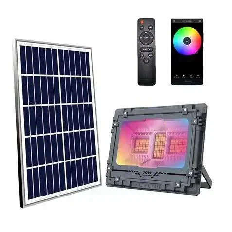 Elbat Foco Solar Led RGB 60W – 515LM – Bluetooth – Bateria 5V/6AH – Control Remoto – IP67
