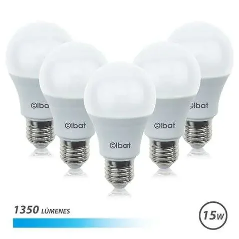Elbat Pack de 5 Bombillas LED A60 15W E27 1350lm – 6500K Luz Fria