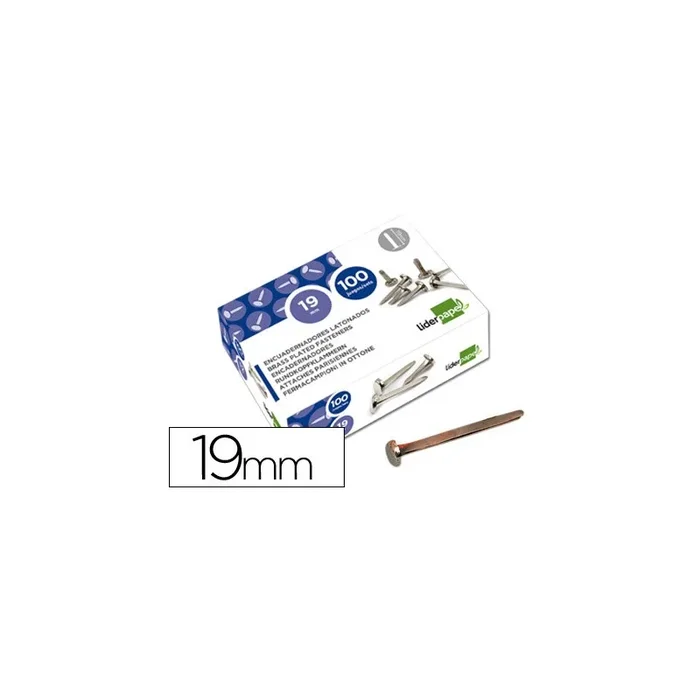 Encuadernadores liderpapel niquelados n.3 19 mm caja de 100 unidades