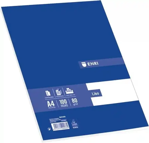 Enri A4 Resmilleria Liso 100 Hojas – Papel de Alta Calidad – Tamaño Estandar A4 – 100 Hojas – Color Azul (30 uds)