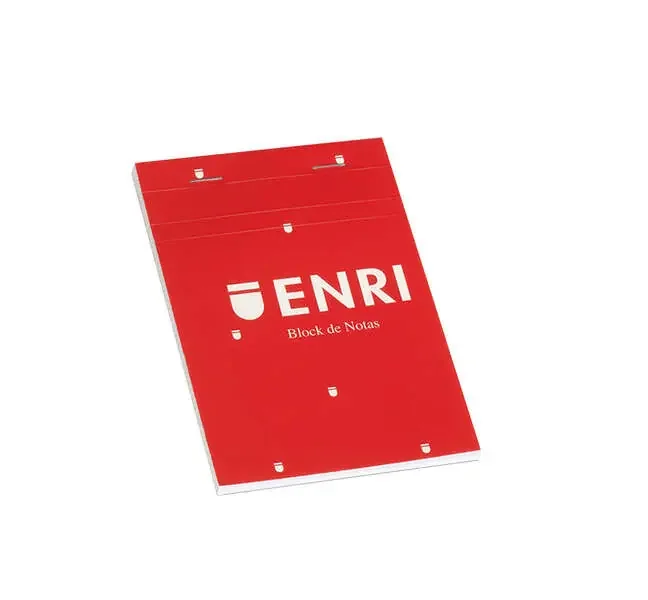 Enri Bloc de Notas Grapado Formato A6 Liso – 80 Hojas Microperforadas – Tapa Blanda Roja (10 uds)