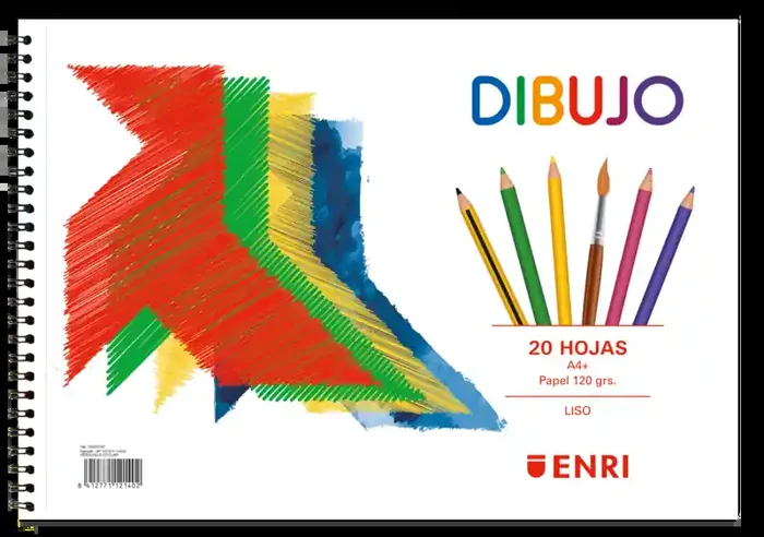 Enri Pajarita Bloc de Dibujo A4+ – Tapa Blanda – 20 Hojas 120gr – Microperforado – 2 Taladros – Liso (10 uds)