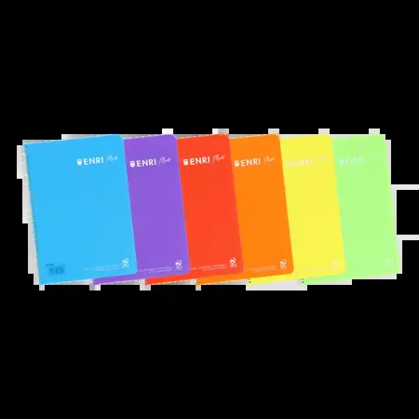 Enri Plus 4º Cuaderno Espiral 3×3 – Tapa de Plastico – 80 Hojas 90gr – Margen – Colores Surtidos (5 uds)