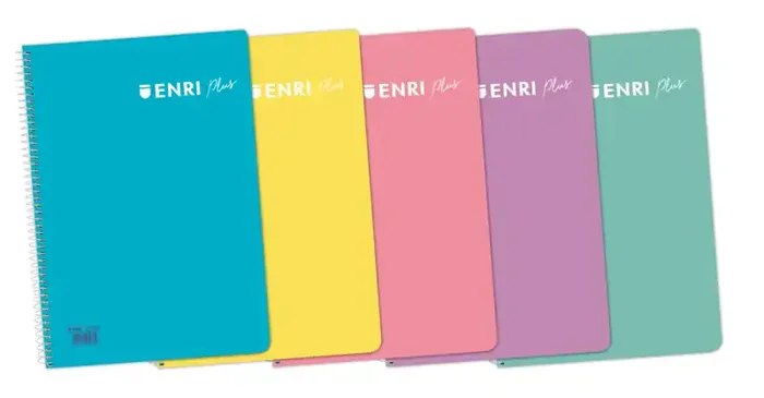 Enri Plus 4º Cuaderno Espiral 4×4 – Tapa de Plastico – 80 Hojas 90gr – Colores Surtidos (5 uds)