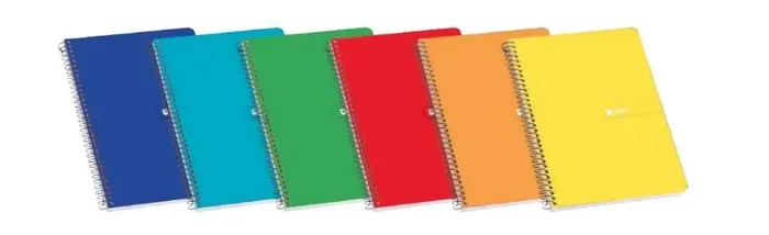 Enri Plus Cuaderno Espiral Formato Folio Cuadriculado 4x4mm – 80 Hojas 60gr con Margen – Cubierta Blanda – Colores Surtidos (10 uds)