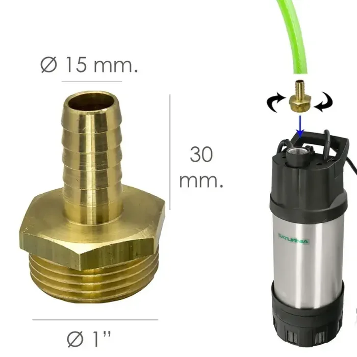 Entronque De Manguera Con Espiga Diámetro 15 mm. Macho 1″