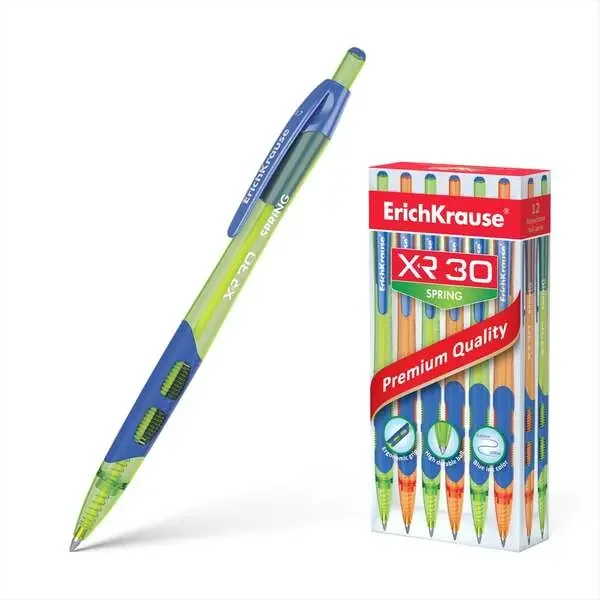Erichkrause Boligrafo Automatico Xr-30 Spring – Cuerpo Translucido de Colores Neon – Punta de 07mm – Tinta de Secado Rapido – Color Azul (12 uds)