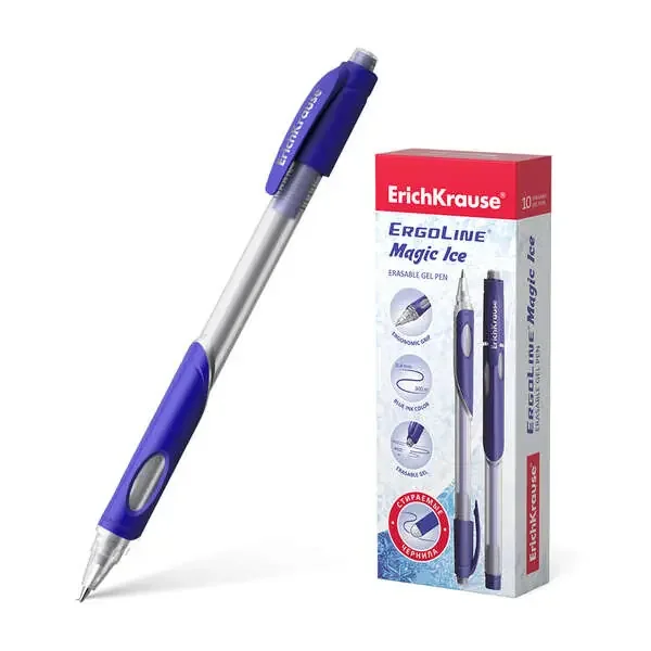Erichkrause Boligrafo de Gel Borrable Ergoline Magic Ice – Punta de 0,5mm – Tinta de Gel de Secado Rapido – Cuerpo Semitransparente – Color Mate (10 uds)