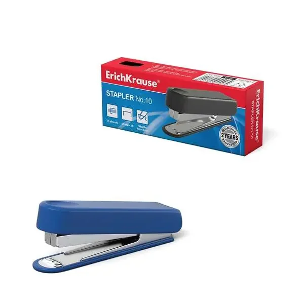 Erichkrause Grapadora ?10 – Hasta 15 Hojas – Plastico Resistente a Golpes – Mecanismo de Acero – Capacidad 50 Grapas – Garantia 2 Años – Varios Colores/Diseños Disponibles