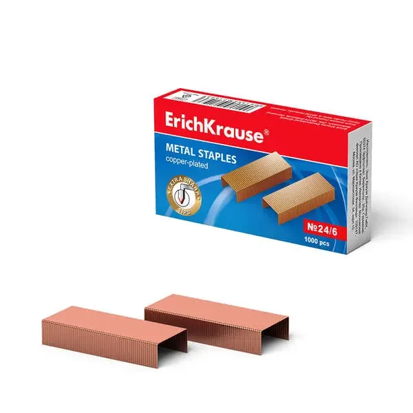 Erichkrause Grapas de Cobre ?24/6 – 1000 Grapas – Alta Calidad y Resistencia Mejorada – Resistente a La Corrosion – Color Cobre