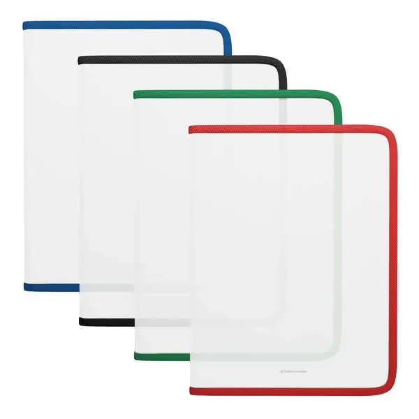 Erichkrause Pack de 4 Carpetas con Cremallera Matt Clear – A4+ – Color Rojo