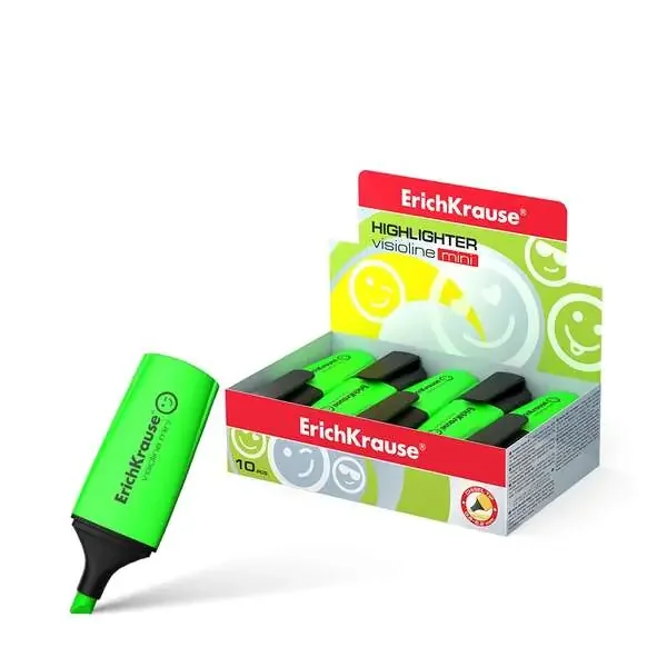 Erichkrause Visioline Mini – Miniformato Fluorescente – Emoticonos Divertidos – Verde (10 uds)