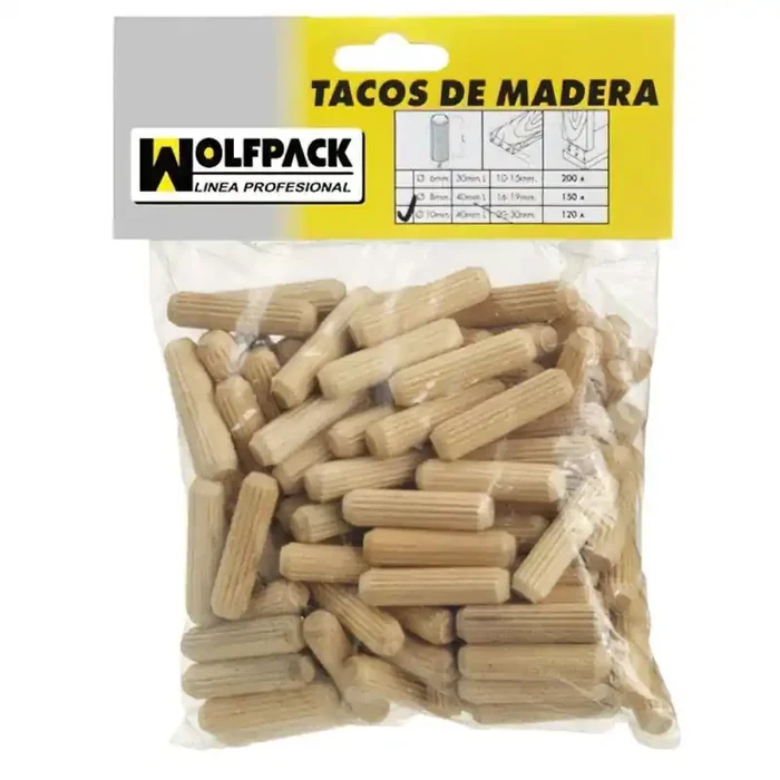 Espigas Madera 8×40 mm. (Bolsa de 50 Piezas)