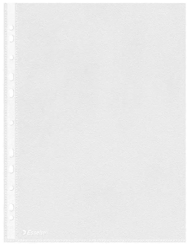 Esselte Eco Funda Portadocumentos – Lamina de PP Transparente de 0,05mm – Acabado Piel de Naranja – A4 – Caja de 100 – 11 Taladros – Reciclable – Grabado en Relieve – Color Transparente