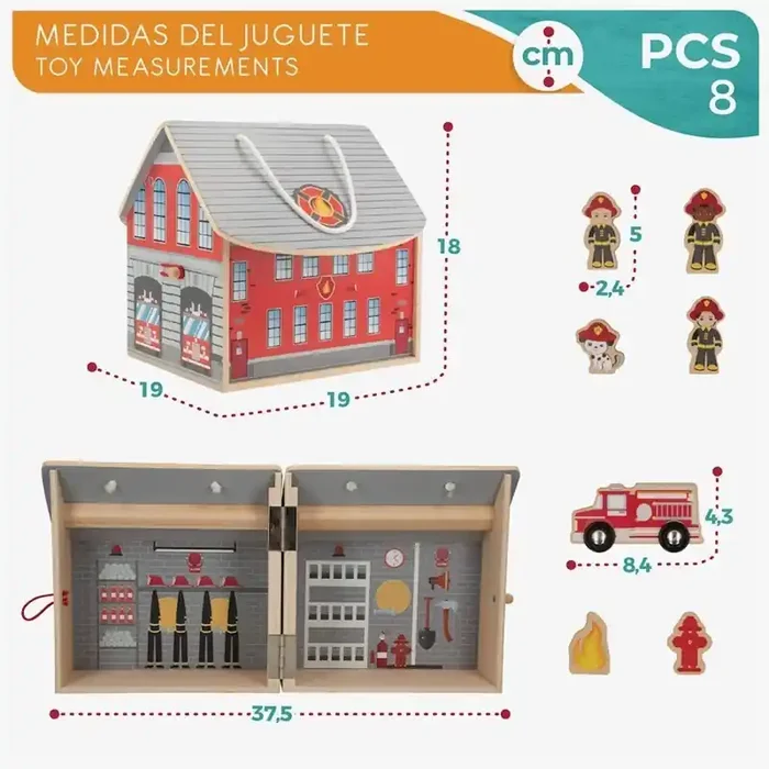 Estación De Bomberos Portátil De Madera Woomax edad +3 años