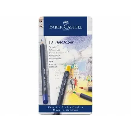 Estuche de 12 lápices de colores acuarelables goldfaber aqua caja metálica(FSC) Faber Castell