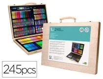 Estuche de pintura Liderpapel madera 245 piezas maletin 49×36,6×4,5 cm 163887