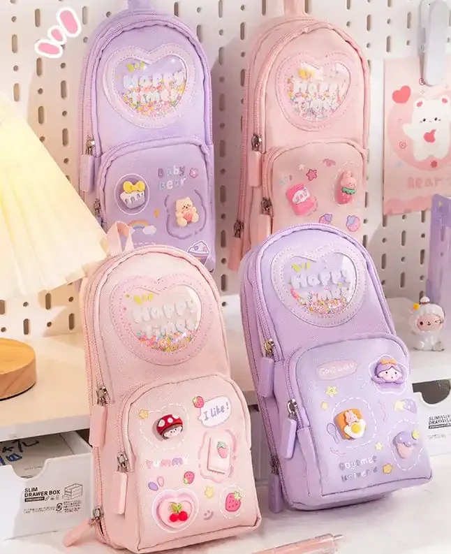 Estuche kawaii de lona de gran capacidad