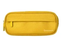 Estuche portatodo Liderpapel classic ovalado 2 cremalleras con bolsillo delantero 210x90mm amarillo 171179