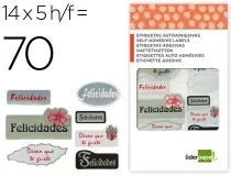Etiqueta Liderpapel Adhesiva Felicidades Deseo Que Te Guste Sobre De 70 Unidades 42983