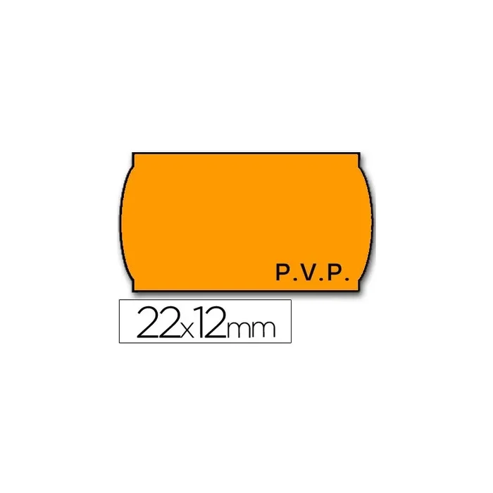Etiquetas meto onduladas 22×12 mm pvp naranja fluor removible rollo 1500 etiquetas