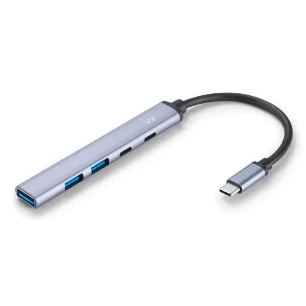 Ewent EW1149 Hub 5 Puertos – 1x USB-A 3.2 Gen1, 2x USB 2.0, 1x USB-C, 1x USB-C PD – Cable 15cm – Color Plata