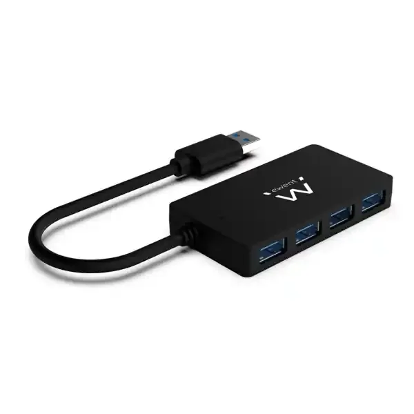 Ewent Hub USB3.2 Gen 1 USB-A de 4 Puertos – Alimentado por USB – Color Negro